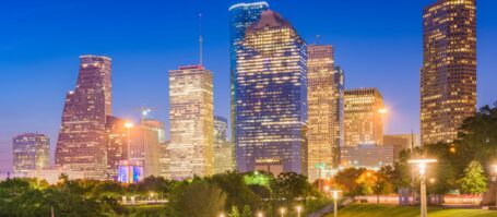 Houston, TX Skyline Pathway at Night